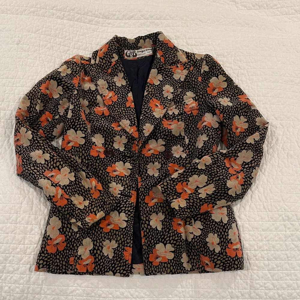 Parisian Vintage Women's Floral Velvet Blazer